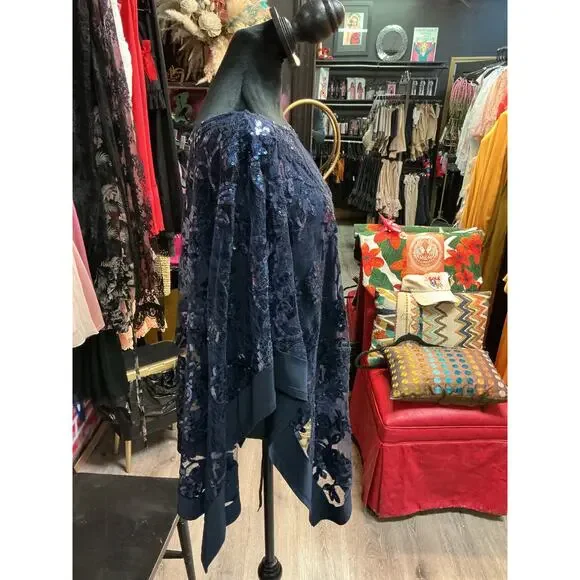 2 PC. NAVY SEQUIN TANK/SHRUG 16W - Picture 2 of 4